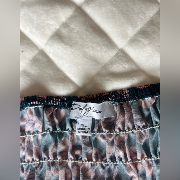 Polagram Pink and Teal Floral short Sleeve Dress1X - Picture 14 of 16